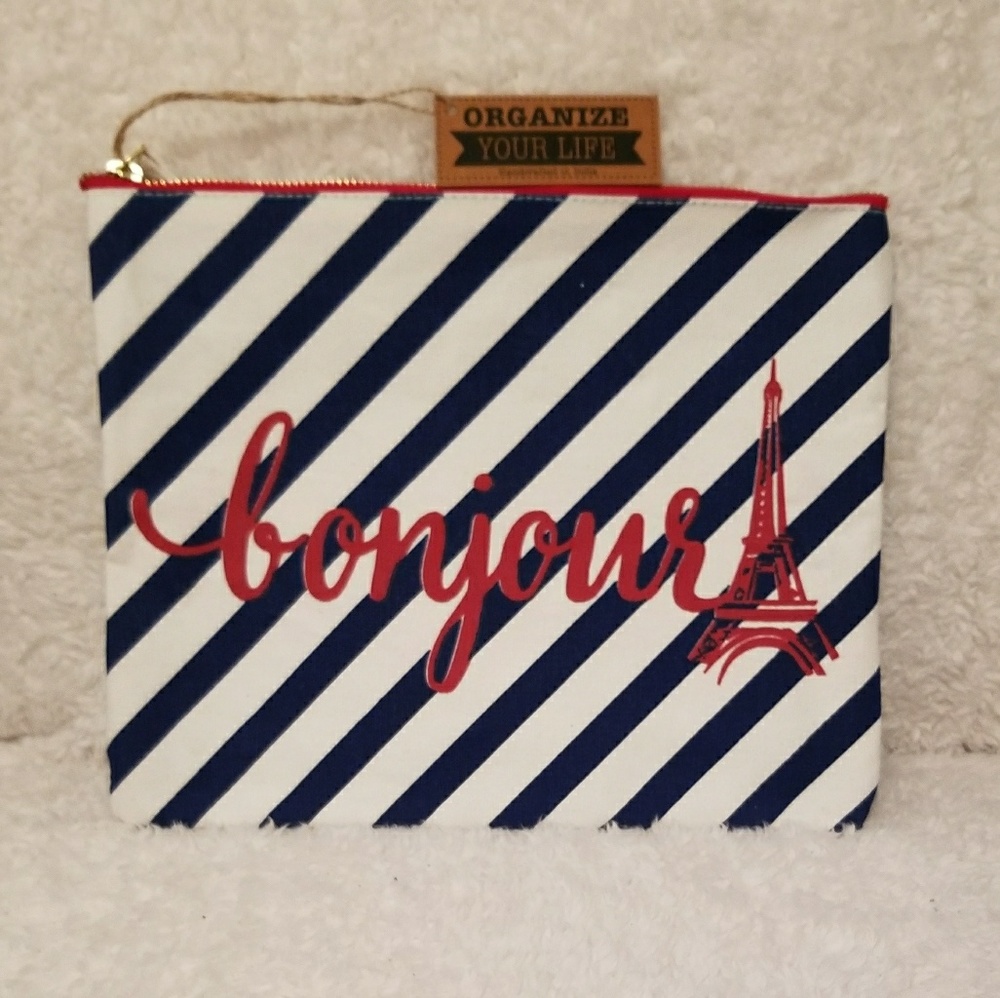 NWT Bonjour Paris zip bag